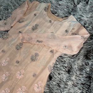 Long Chiffon kameez Pakistani Indian with choori-dar sleeves; SALE